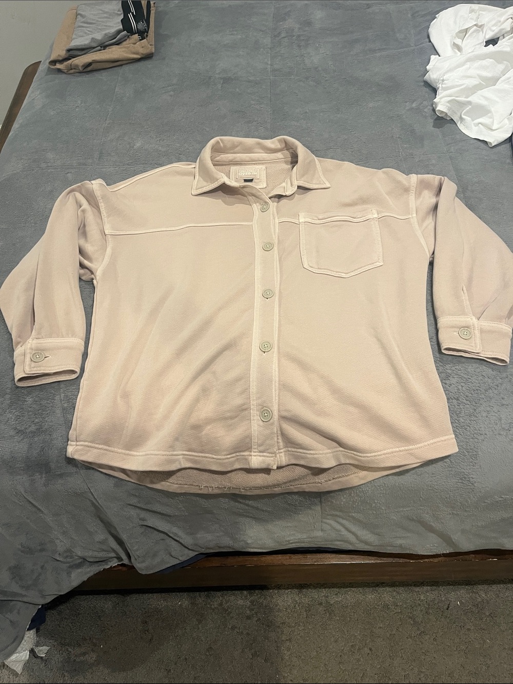 American Eagle Outfitters Pale Beige Button-Down Shirt